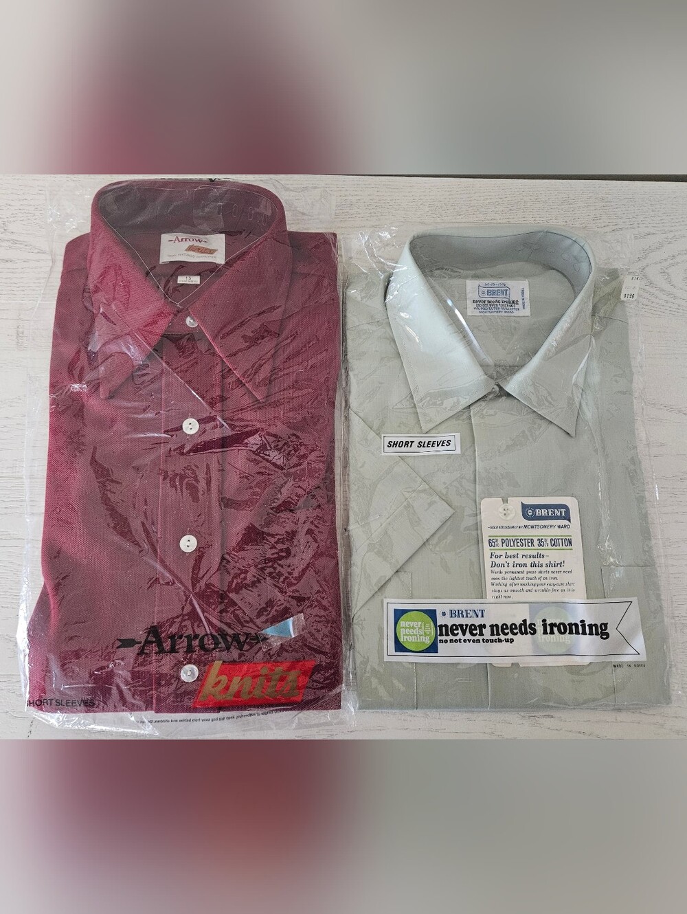 Vintage Men's Short Sleeve Shirts Size 15 Lot Of 2 NOS